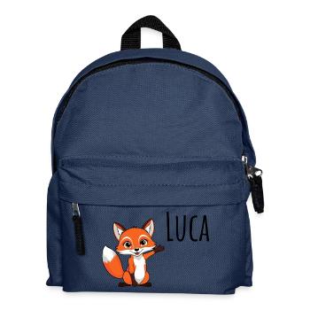 renard - Je m’appelle Luca - animal mignon de la forêt - Sac à dos Enfant - bleu marine - Devant