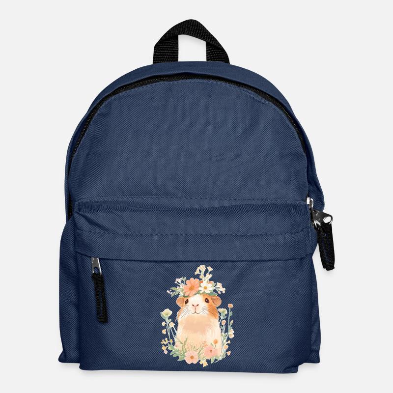 Meerschweinchen mit Blumen - Kinder Rucksack - Navy