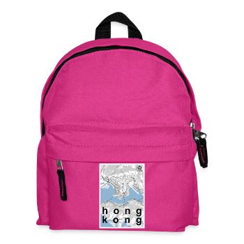Hong Kong Hipster Stadt Karte schwarz weiß - Kinder Rucksack - Fuchsia - Vorne