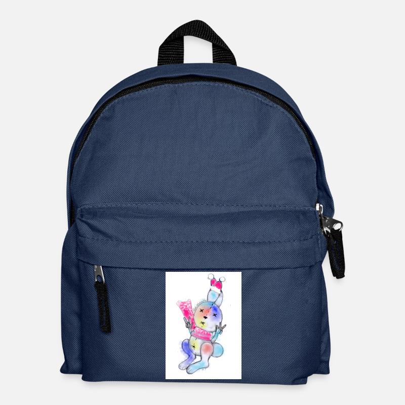 Bunter Weihnachtskuschelhase mit Mütze - Kinder Rucksack - Navy