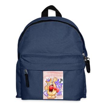 Humorvolle Monsterkarikatur mit Ausdruck - Kinder Rucksack - Navy - Vorne