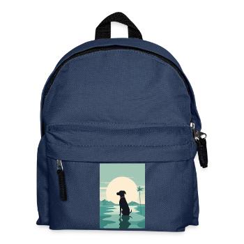 dog by the water - Kids' Backpack - navy - Front