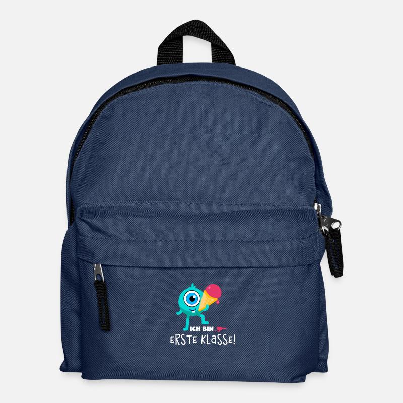 Schulstart Monster Erdbeer - Kinder Rucksack - Navy
