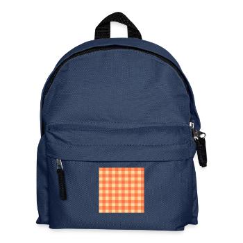 Retro 70er Jahre Büffelkaromuster in Orangegelb - Kinder Rucksack - Navy - Vorne