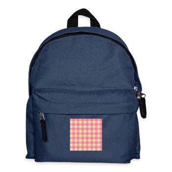 Retro 70's Buffalo Plaid Muster Gelb & Pink - Kinder Rucksack - Navy - Vorne