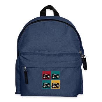 Retro vintage tractor - Kids' Backpack - navy - Front