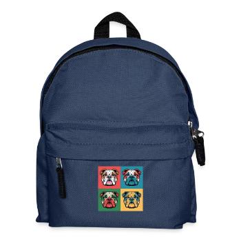 Eine Bulldogge im Pop-Art-Stil - Kinder Rucksack - Navy - Vorne