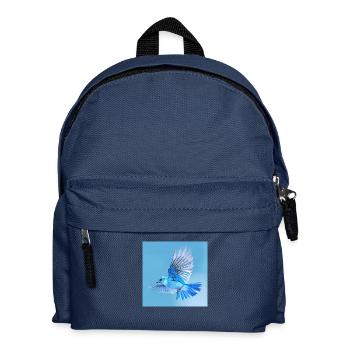 oiseau chanteur bleu en vol fond bleu - Sac à dos Enfant - bleu marine - Devant