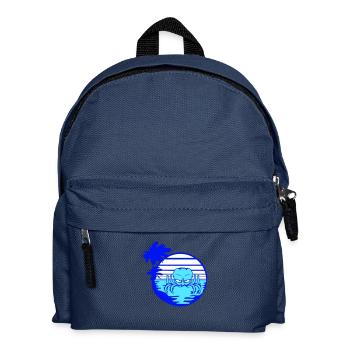 Oktopus Meer Sonnenuntergang Strand Urlaub Linien - Kinder Rucksack - Navy - Vorne