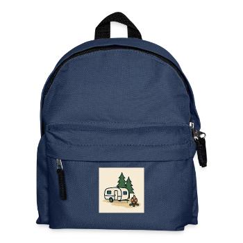 Camping Wohnwagen Tannen - Kinder Rucksack - Navy - Vorne