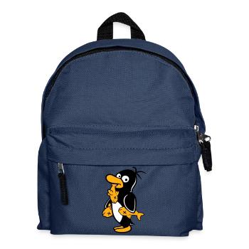 Pinguin Isst Drei Fische Gefangen Hunger Lecker - Kinder Rucksack - Navy - Vorne