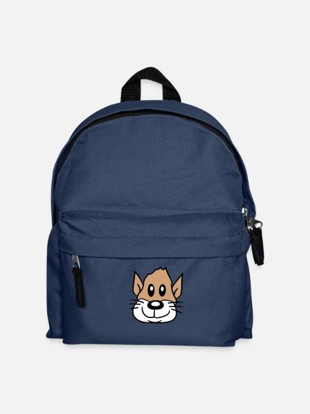 Hund Gesicht Kleines Glückliches Haustier Kopf Süß - Kinder Rucksack - Navy