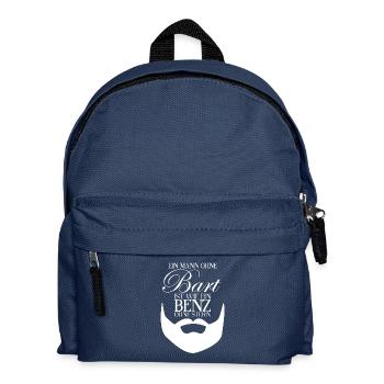 Mann ohne Bart - Nein! - Bart Spruch Geschenk - Kinder Rucksack - Navy - Vorne