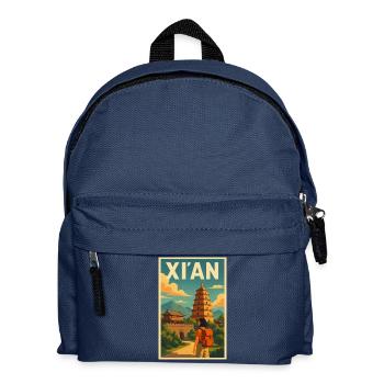 Xian Retro Poster Design - Kids' Backpack - navy - Front