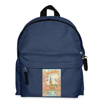 Spring in Hamburg with cherry blossoms - Kids' Backpack - navy - Front
