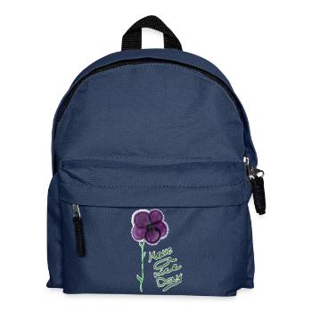 Blumenmotiv mit Handgeschriebenem Gruß - Kinder Rucksack - Navy - Vorne