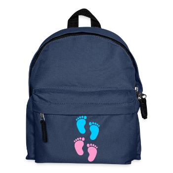 Baby-Fußabdrücke blau und rosa - Kinder Rucksack - Navy - Vorne