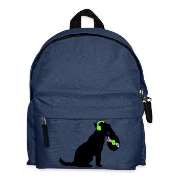Hund DJ Musik Auflegen Club Disko Schallplatte Fun - Kinder Rucksack - Navy - Vorne