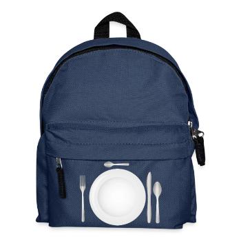 Tischgedeck mit leerem Teller & Besteck - Kinder Rucksack - Navy - Vorne
