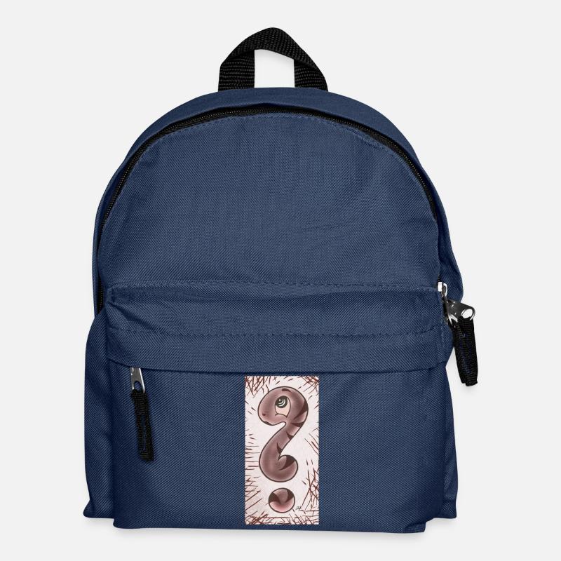Fragezeichen Schlange braun schmal - Kinder Rucksack - Navy