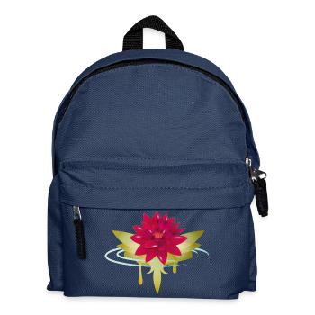 leuchtend rote Lotos Blüte im Wasser - Kinder Rucksack - Navy - Vorne