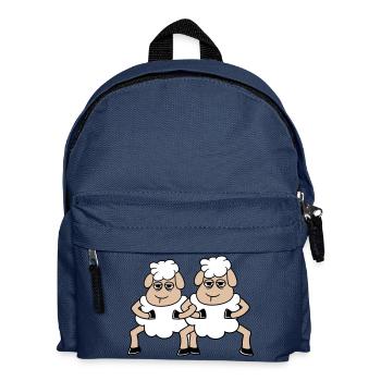 2 Schafe Gucken Müde Gelangweilt Freunde Team Crew - Kinder Rucksack - Navy - Vorne