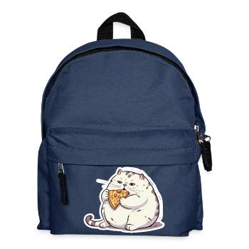 Fat round cat is only interested in pizza - Kids' Backpack - navy - Front