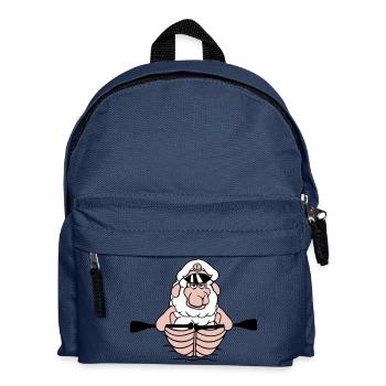 Schaf Kapitän Paddelt Rudert Seeräuber Ruderboot - Kinder Rucksack - Navy - Vorne