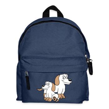 Zwei Hunde Familie Kind Mutter Vater Papa Mama Süß - Kinder Rucksack - Navy - Vorne