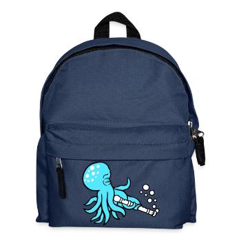Oktopus Flöte Musik spielen Bläschen unter Wasser - Kinder Rucksack - Navy - Vorne