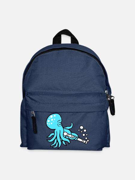 Oktopus Flöte Musik spielen Bläschen unter Wasser - Kinder Rucksack - Navy