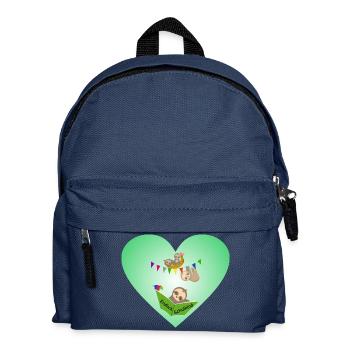 Schulkind Herz süsse Faultiere - Kinder Rucksack - Navy - Vorne