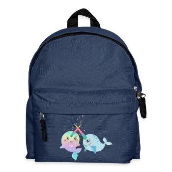 Verliebte Narwale mit Regenbogenhörnern - Kinder Rucksack - Navy - Vorne