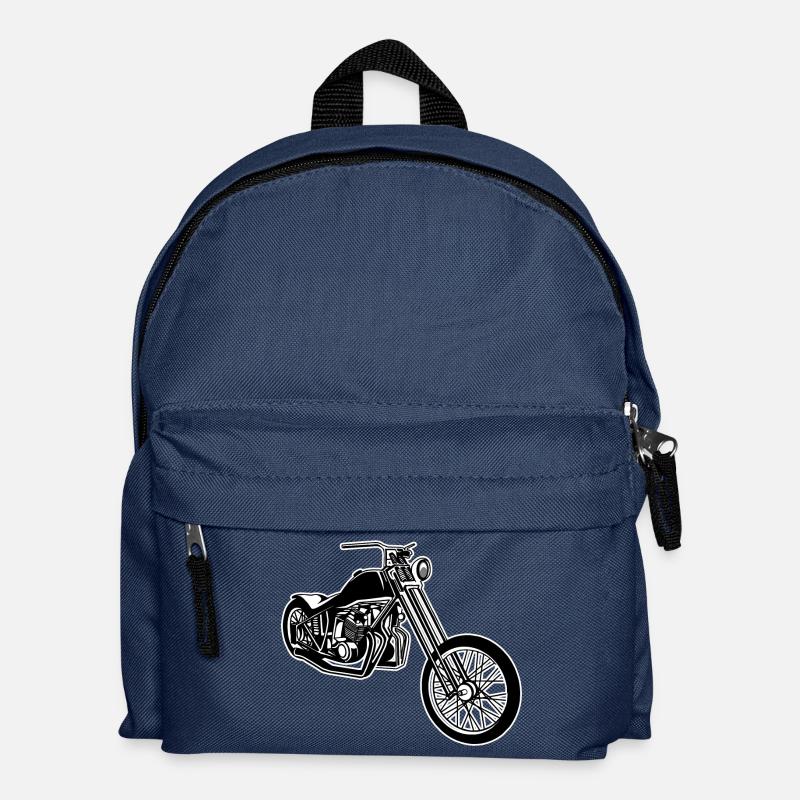 Chopper / Bobber Motorrad 01_schwarz weiß - Kinder Rucksack - Navy