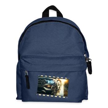 Eleganz im Detail – Modernes Auto in regnerischer Umgebung - Kinder Rucksack - Navy - Vorne