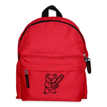 teddy bear pruner bear chainsaw fun naughty - Kids' Backpack - red - Front