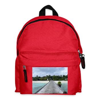 Tropical pier on the turquoise sea Kudafushi Maldives - Kids' Backpack - red - Front