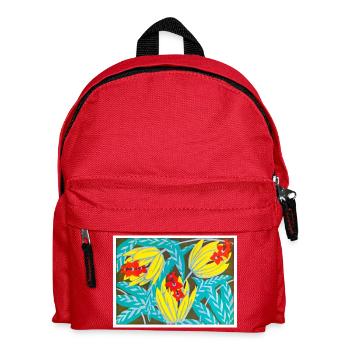 Crimson Flowers and Golden Leaves - Kids' Backpack - red - Front