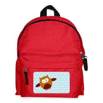 Drôle de hibou avec astérisque bleu | Personnalisable - Sac à dos Enfant - rouge - Devant
