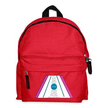 Hackbrett lila pink petrol gruen - Kinder Rucksack - Rot - Vorne
