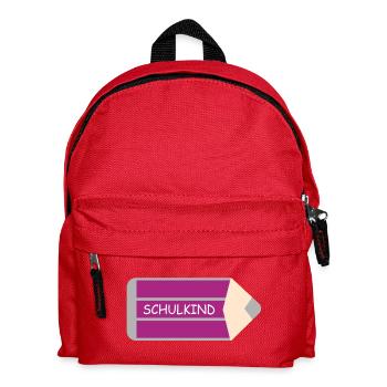 Schulkind - Stift Violett grau - personalisierbar - Kinder Rucksack - Rot - Vorne