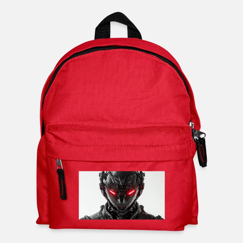 Futuristischer Roboter mit rot leuchtenden Augen - Kinder Rucksack - Rot