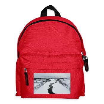A winding river in a snowy landscape - Kids' Backpack - red - Front