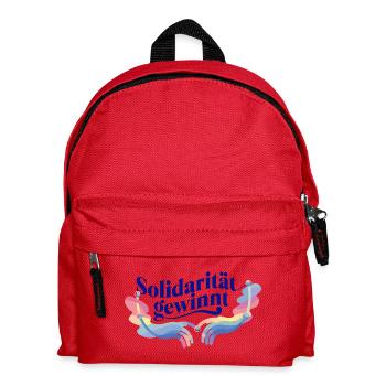 Solidarität gewinnt Spruch Regenbogen Hände - Kinder Rucksack - Rot - Vorne