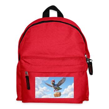 Cute Flying Postal Pigeon Delivering Package - Kids' Backpack - red - Front