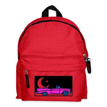 Retro 80s Cabrio Grafik - Kinder Rucksack - Rot - Vorne