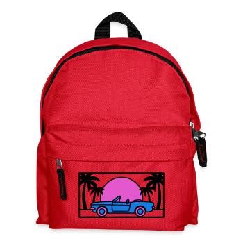 Convertible Palm Trees Sunset Graphic - Kids' Backpack - red - Front