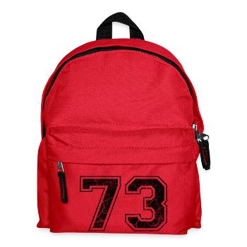 Zahl 73 im Vintage-Shabby-Chic - Kinder Rucksack - Rot - Vorne