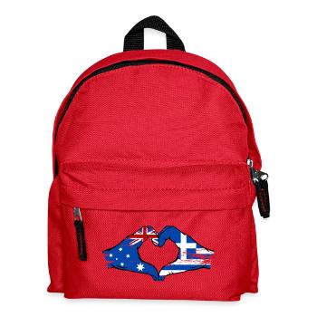 Australia Greece Flag Hands Heart Shape - Kids' Backpack - red - Front