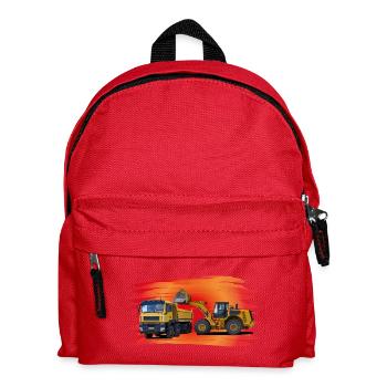 Laster und Bagger auf rot - Kinder Rucksack - Rot - Vorne